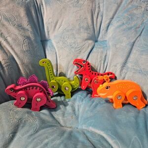 Wooden Dinosaur‎ Toys Posable Figures, Colorful Trex